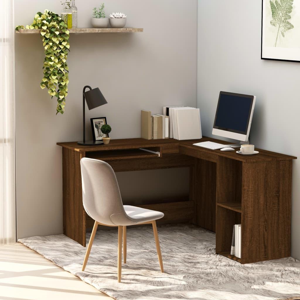 Hjørneskrivebord 120x140x75 Konstrueret Træ Brunt Egetræ