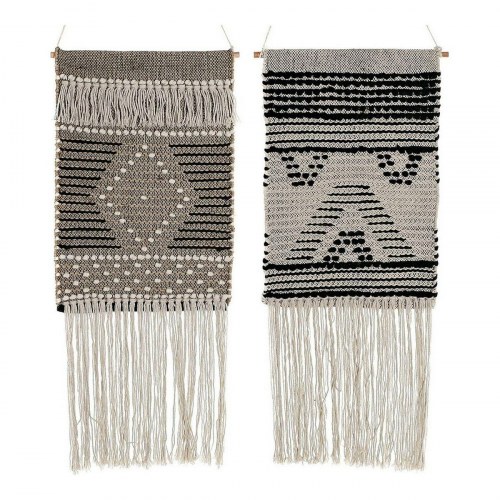 Hængende dekoration - Beige/Grå, boho frynser, 45 × 1 × 61 cm (sæt á 2)