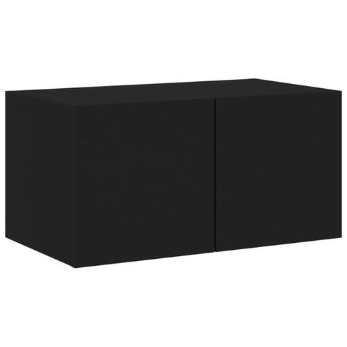 Væghængt tv-bord med LED-lys 60x35x31 cm sort