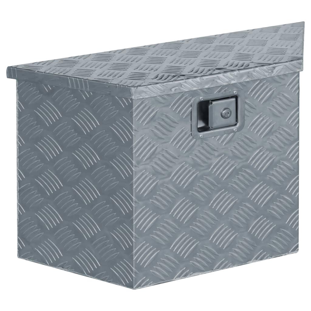 Aluminiumskasse 70 x 24 x 42 cm trapezformet sølvfarvet