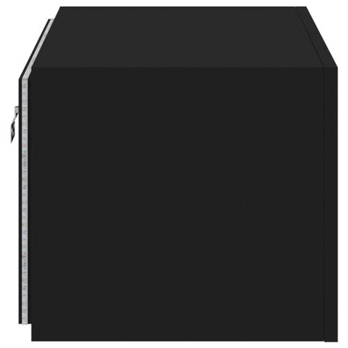 Væghængt tv-bord med LED-lys 60x35x31 cm sort