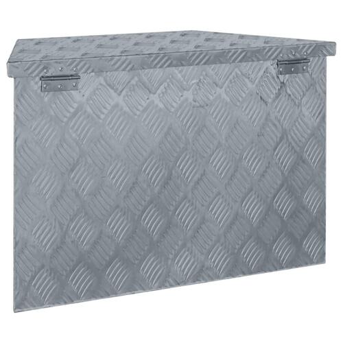 Aluminiumskasse 70 x 24 x 42 cm trapezformet sølvfarvet