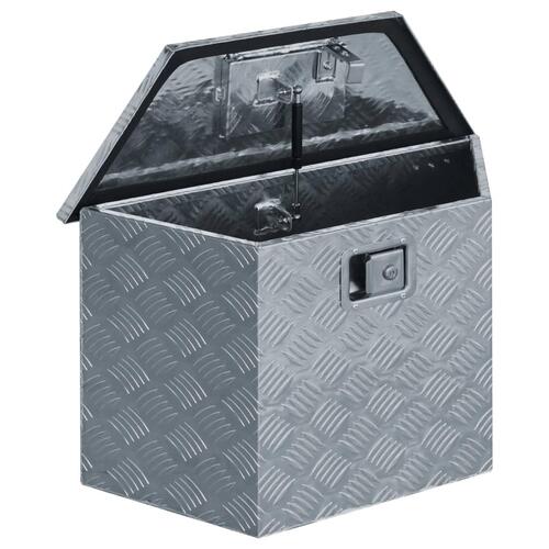 Aluminiumskasse 70 x 24 x 42 cm trapezformet sølvfarvet