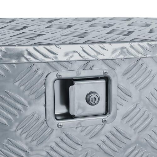 Aluminiumskasse 70 x 24 x 42 cm trapezformet sølvfarvet