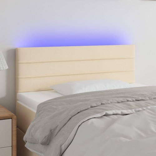 Sengegavl med LED-lys 90 x 5 x 78/88 cm - cremefarvet