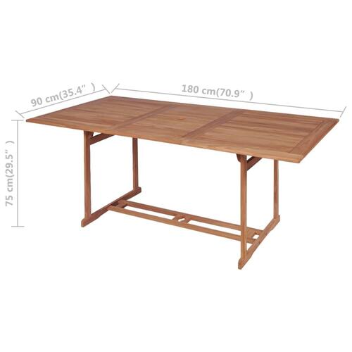 Havebord 180x90x75 cm massivt teaktræ
