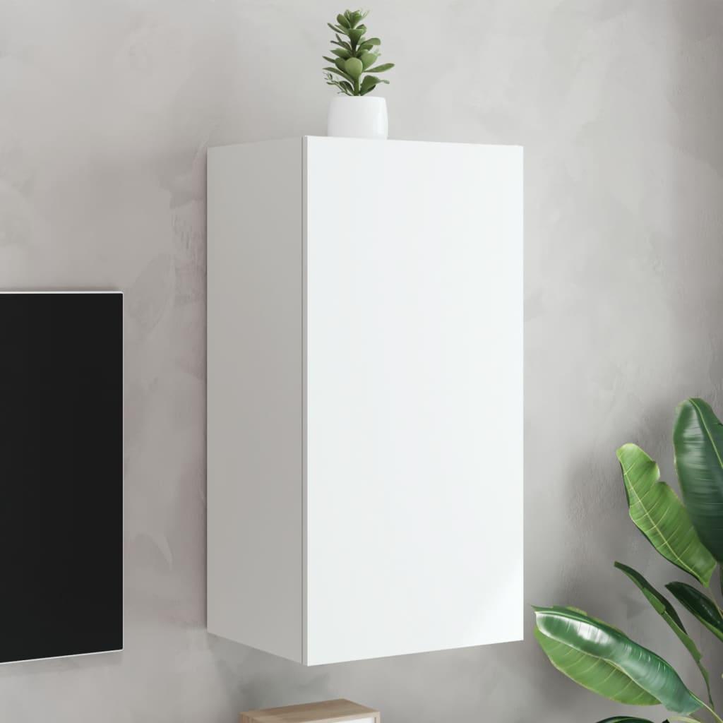 Væghængt tv-bord med LED-lys 40,5x35x80 cm hvid
