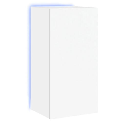 Væghængt tv-bord med LED-lys 40,5x35x80 cm hvid