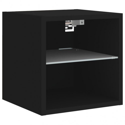 Væghængt tv-bord med LED-lys 30 × 28,5 × 30 cm - sort