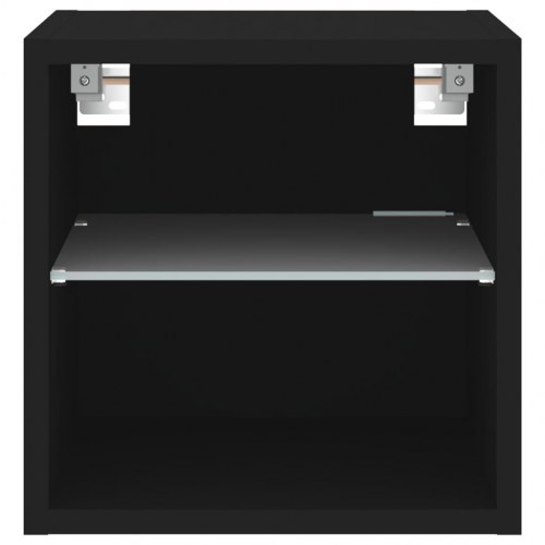 Væghængt tv-bord med LED-lys 30 × 28,5 × 30 cm - sort