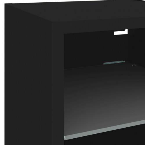 Væghængt tv-bord med LED-lys 30 × 28,5 × 30 cm - sort