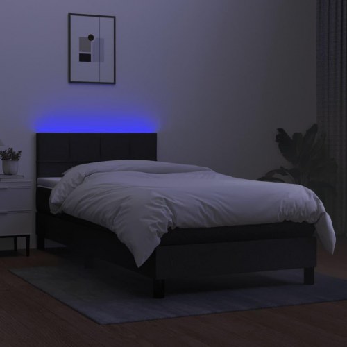 Kontinentalseng med LED-lys 90×190 cm - stof, sort