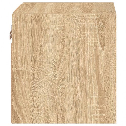 Væghængt tv-bord med LED-lys 30×28,5×30 cm - sonoma-eg