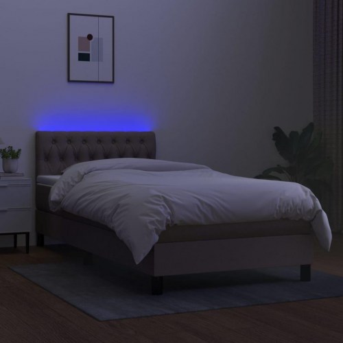 Kontinentalseng med LED-lys 100x200 cm - stof gråbrun
