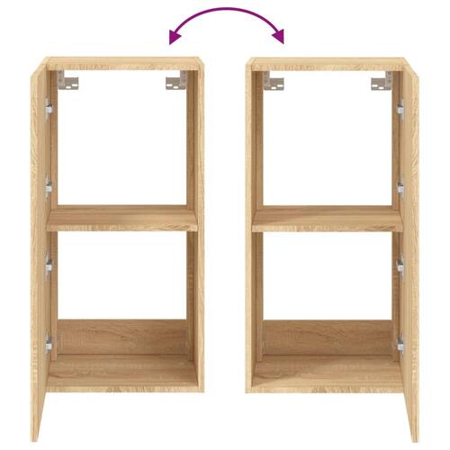 Væghængt tv-bord med LED-lys 40,5x35x80 cm sonoma-eg