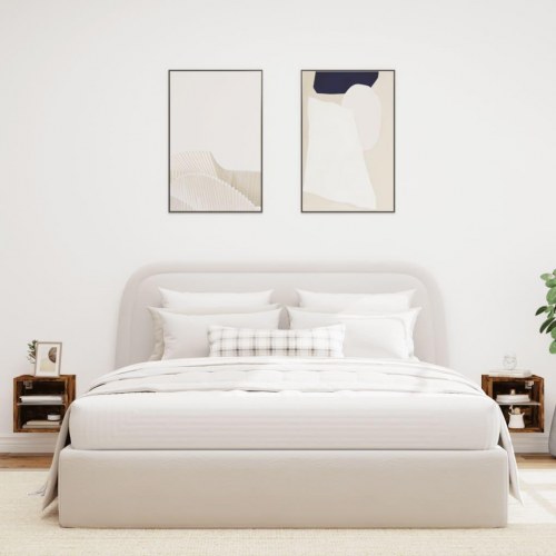Væghængte tv-borde med LED-lys, 2 stk. - røget eg, 30×28,5×30 cm