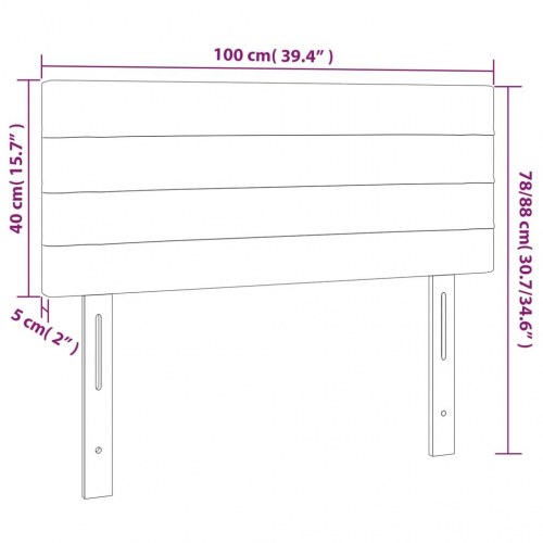 Sengegavl med LED-lys 100 x 5 x 78/88 cm - gråbrun
