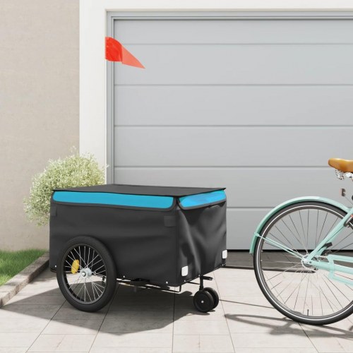 Cykelanhænger 45 kg - jern, sort/blå