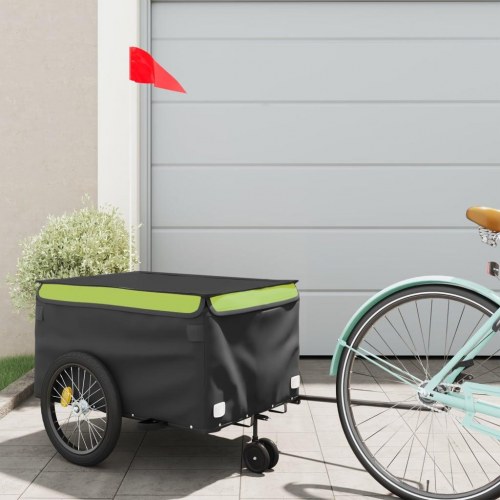 Cykelanhænger 30 kg jern sort og grøn