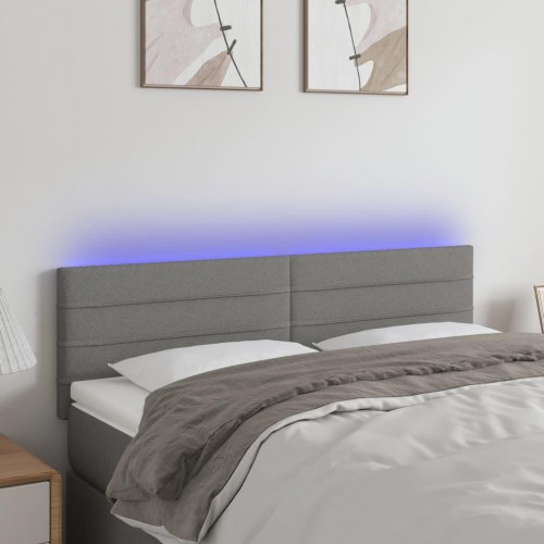 Sengegavl med LED-lys 144 x 5 x 78/88 cm - mørkegrå