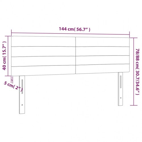 Sengegavl med LED-lys 144 x 5 x 78/88 cm - sort