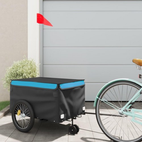 Cykelanhænger 30 kg - jern, sort/blå