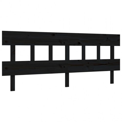 Sengeramme med sengegavl i massivt fyrretræ 200 x 200 cm - sort