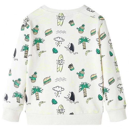 Sweatshirt til børn str. 128 - ecru med farverigt print