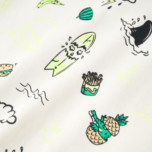 Sweatshirt til børn str. 128 - ecru med farverigt print
