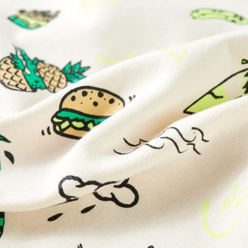 Sweatshirt til børn str. 128 - ecru med farverigt print