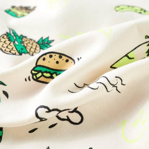 Sweatshirt til børn - str. 104, ecru, langærmet med farverigt print