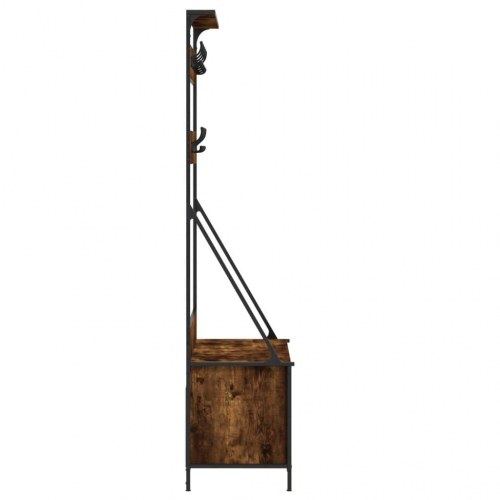 Tøjstativ med skoopbevaring - 100 × 41 × 184 cm, røget egetræsfarve