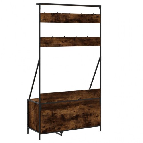 Tøjstativ med skoopbevaring - 100 × 41 × 184 cm, røget egetræsfarve