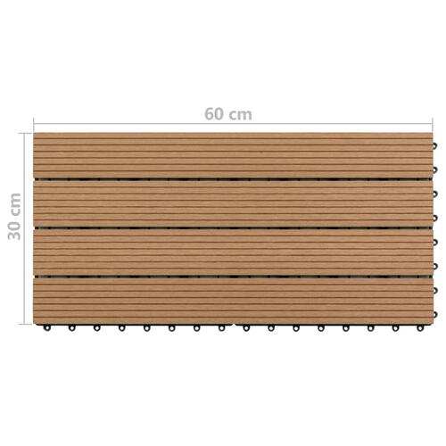 Terrassefliser 6 stk. 60x30 cm 1,08 m² WPC brun