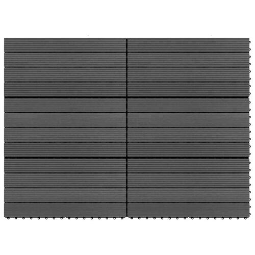 Terrassefliser 6 stk. 60x30 cm 1,08 m² WPC sort