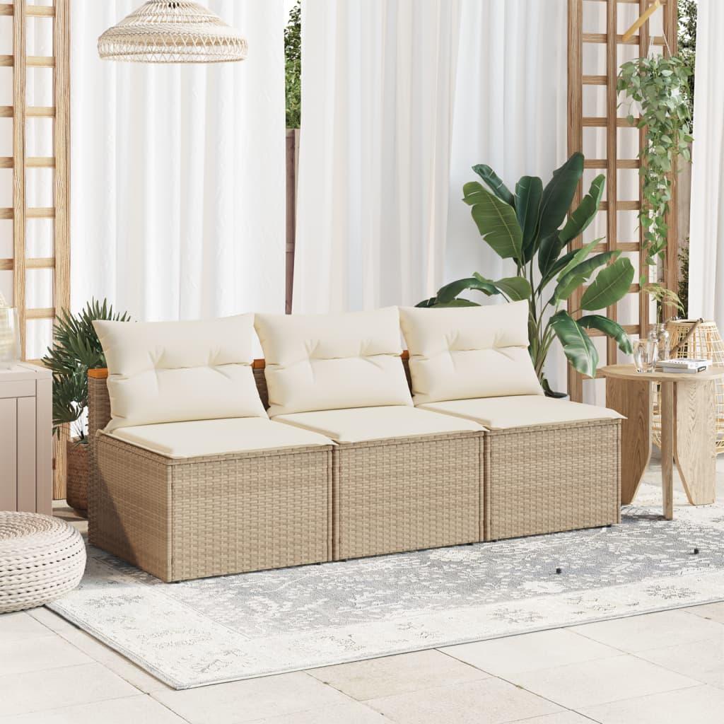 Sofamoduler til haven 2 stk. med hynder polyrattan beige billede