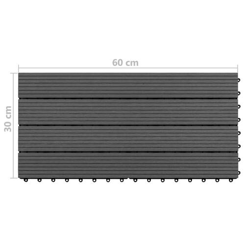 Terrassefliser 6 stk. 60x30 cm 1,08 m² WPC sort