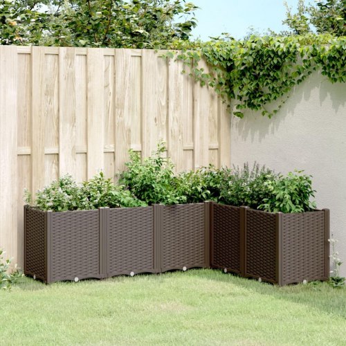 Plantekasse med 6 moduler 160 x 120 x 53 cm - brun