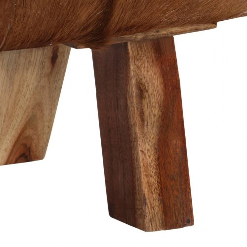 Bænk 110x30x45 cm ægte gedeskind brun og hvid