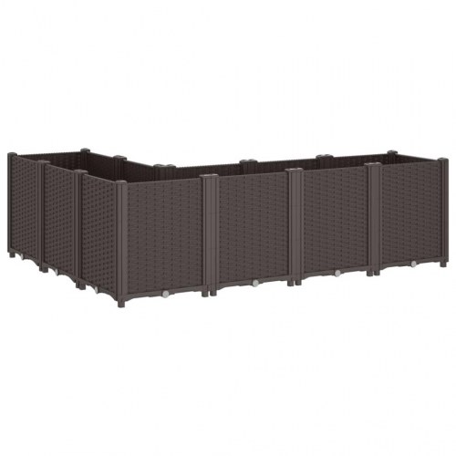 Plantekasse med 6 moduler 160 x 120 x 53 cm - brun