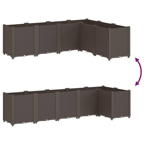 Plantekasse med 6 moduler 160 x 120 x 53 cm - brun