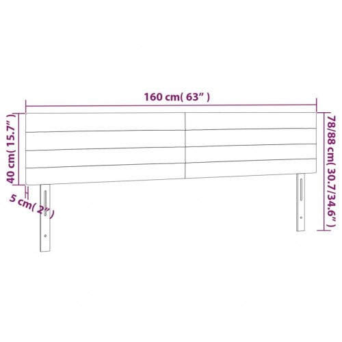 Sengegavl med LED-lys 160 x 5 x 78/88 cm - lysegrå