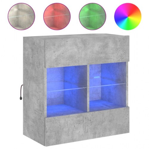 Væghængt tv-bord med LED-lys 58,5 x 30 x 60,5 cm - betongrå