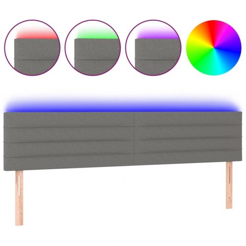 Sengegavl med LED-lys 160 x 5 x 78/88 cm - mørkegrå