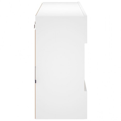 Væghængt tv-bord med LED-lys - hvid, 98,5 x 30 x 60,5 cm