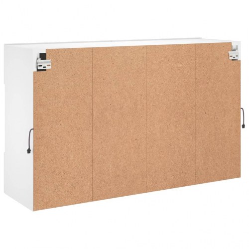 Væghængt tv-bord med LED-lys - hvid, 98,5 x 30 x 60,5 cm