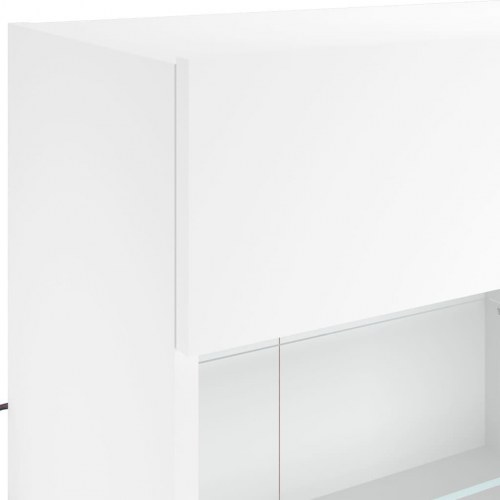 Væghængt tv-bord med LED-lys - hvid, 98,5 x 30 x 60,5 cm