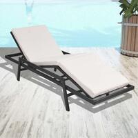 Liggestol med hynde polyrattan sort