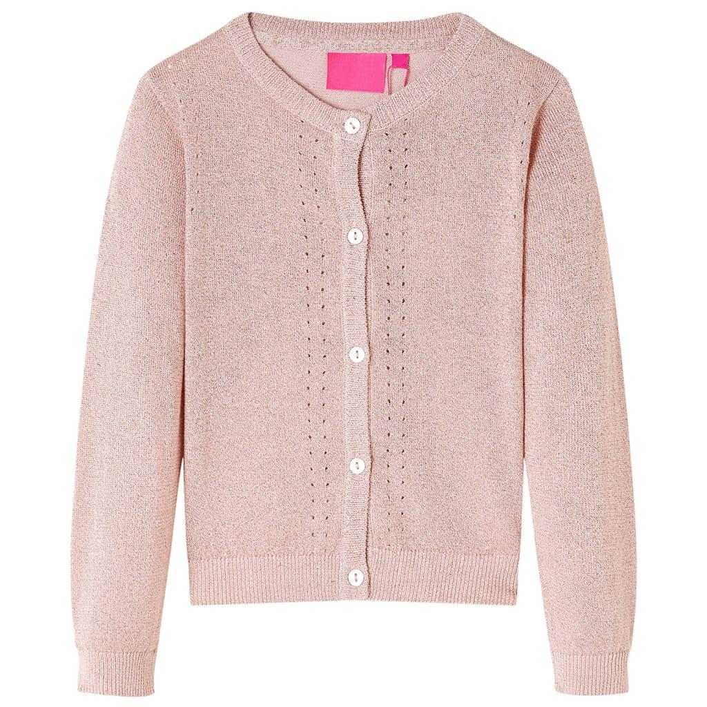 Strikket cardigan til børn str. 92 strik lyserød