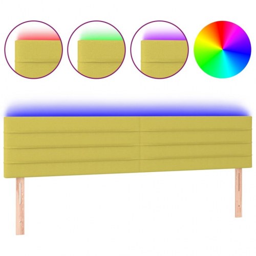 Sengegavl med LED-lys 160x5x78/88 cm stof grøn
